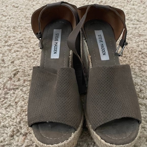 Steve Madden Josey Platform Espadrille Sandal Gray Taupe - 9 - Picture 3 of 5